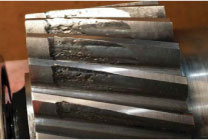 Severe misalignment can cause macropitting on helical pinion gears. Severe misalignment can cause macropitting on helical pinion gears.