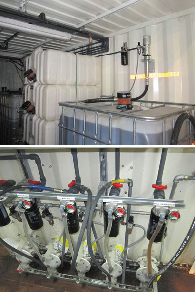 New oil is filtered when it is transferred into the storage tanks and then again upon dispensing to ensure the cleanest oil goes into the equipment. New oil is filtered when it is transferred into the storage tanks and then again upon dispensing to ensure the cleanest oil goes into the equipment.