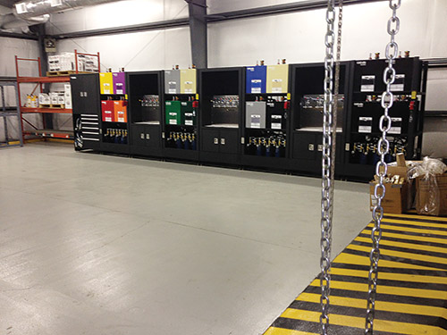 IKEC’s new lube room features a filtration system with 16 filtering compartments, tanks and dispensers. IKEC’s new lube room features a filtration system with 16 filtering compartments, tanks and dispensers.