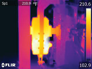 Infrared image of a bearing housing Infrared image of a bearing housing
