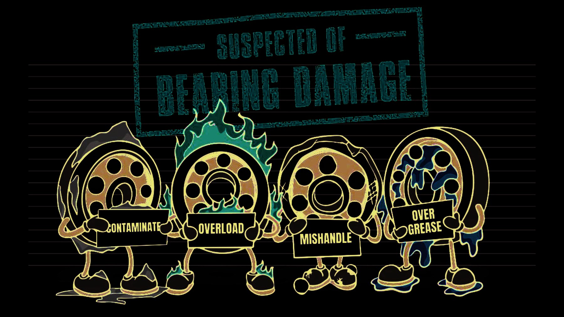 Illustration of common bearing damage causes