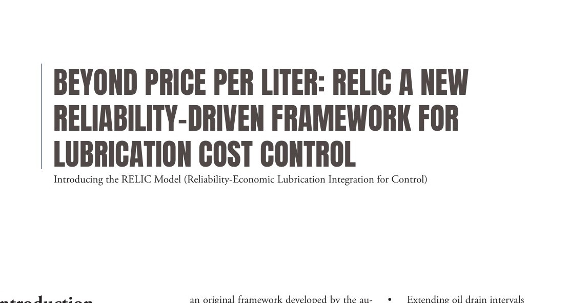 RELIC reliability-driven lubrication cost-control article title