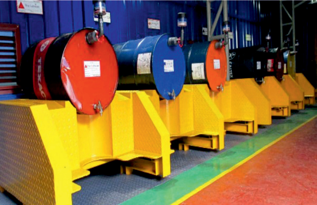 Colour-coded lubricant dispensing stations