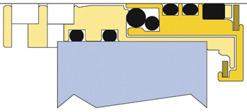 Figure 3. This cross-sectioned half-view illustrates an advanced bearing housing protector seal for small steam turbines. (Ref. AESSEAL Inc.)