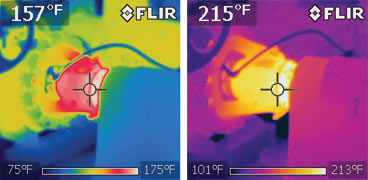 A dry coupling (top) creates high axial  force on a pump, while a lubricated  coupling (bottom) reduces tooth friction,  decreases axial forces and results in a  lower operating temperature.