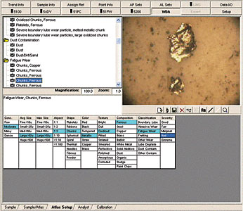 Software with an imbedded wear particle atlas is  often used to assist with particle analysis.