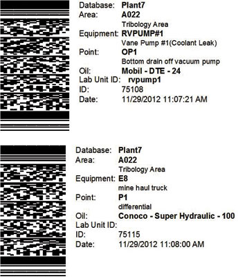 Figure 4. A “route” of points represented by sequenced machine-readable sample labels