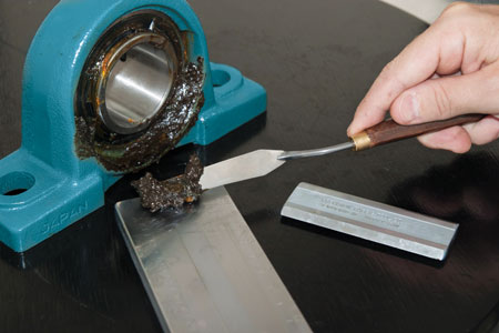 Freshly purged grease should be collected and analyzed for wear debris and contaminants.