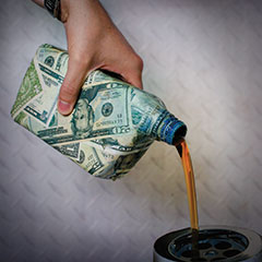 money wrapped oil