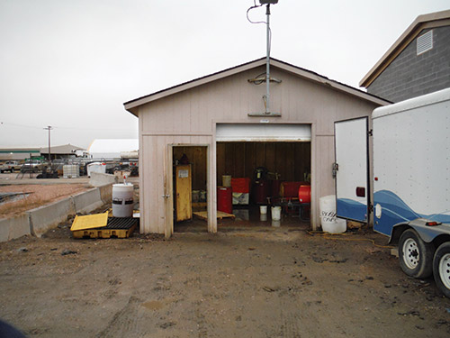 Compass Minerals’ old lube building was not secure or organized.