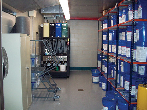 The new lube room is more user-friendly and allows lubricant inventories to be better controlled.