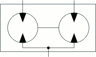 A flow divider schematic symbol