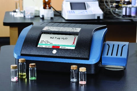 Relative humidity sensors, such as this moisture analyzer from Arizona Instrument, offer an alternative to Karl Fischer titration.